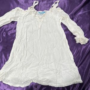 Solitaire Swim Small white coverup. Never worn. Crochet detail w/ sleeves